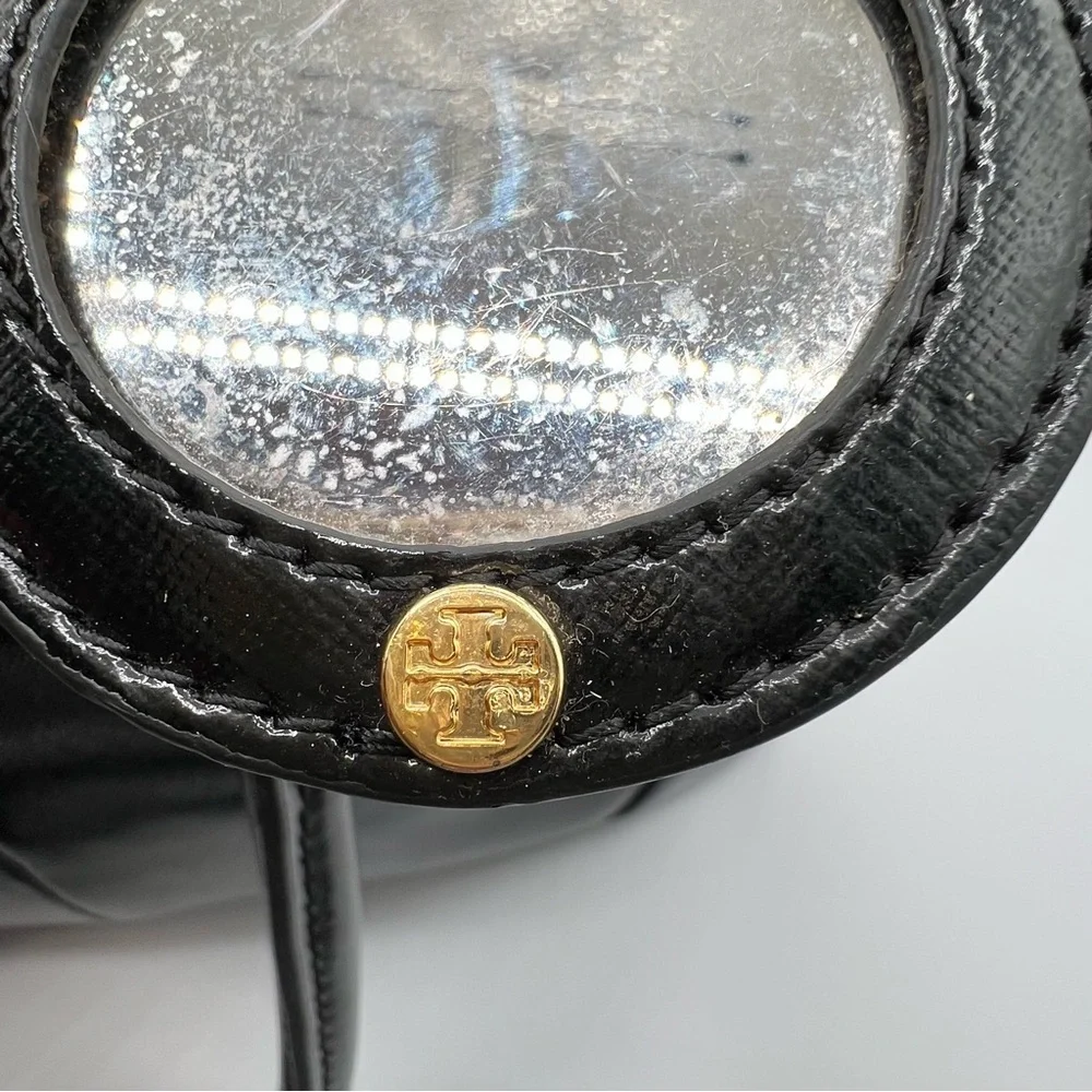 Tory Burch Black Leather Bag with Gold Accent - GUC
